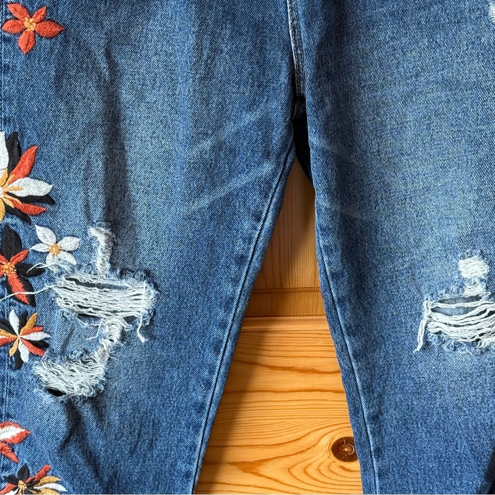 Driftwood Jordie Floral Embroidered Jeans 28 x 27 High Rise Straight Leg Boho - Picture 4 of 16